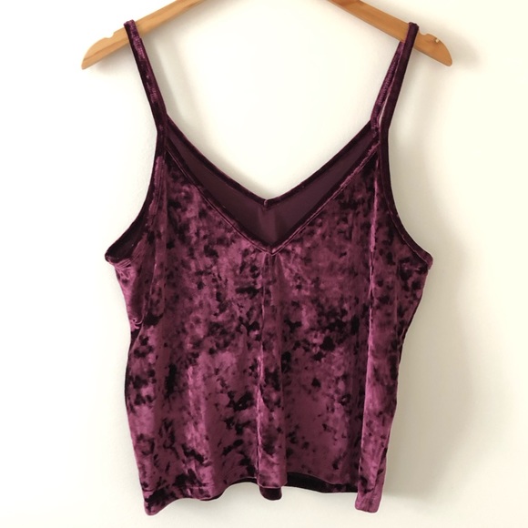 PINK Victoria Secret Crushed Velvet Maroon Tank - Picture 2 of 5